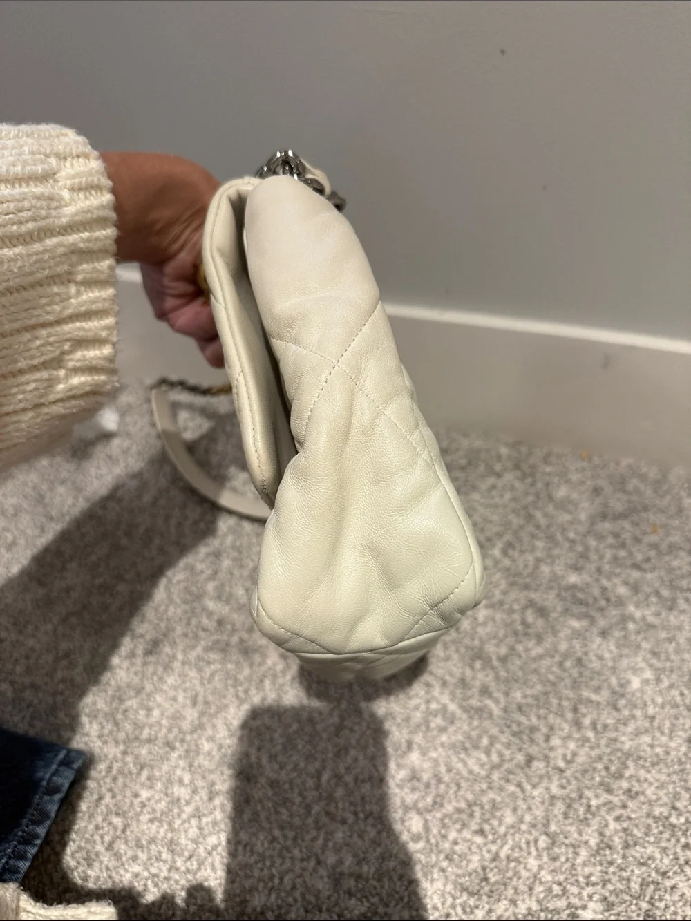 Chanel 19 Medium White Lambskin Flap Bag | Black Card Included